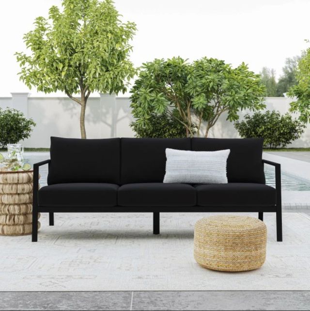 Linon Alora Black Aluminum/Fabric Outdoor 3-Seater Sofa-1