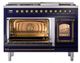 Ilve® Nostalgie II Noblesse 48'' Midnight Blue Pro Style Dual Fuel Range with Burnished Trim-3