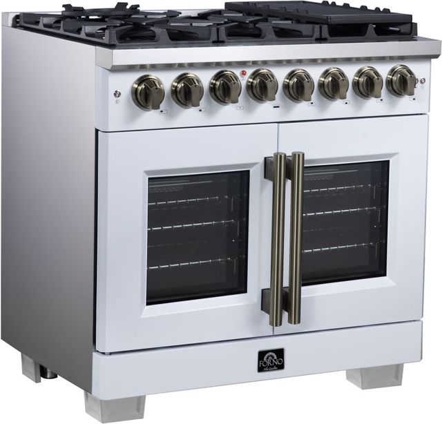FORNO® Capriasca Series Alta Qualita 36" White Pro Style Dual Fuel Range-2