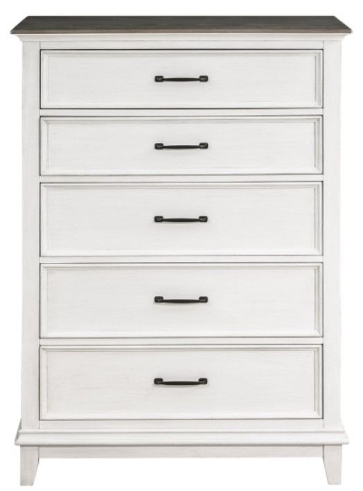 Mazin Furniture Chesterton Antique White/Dark Brown Chest-1