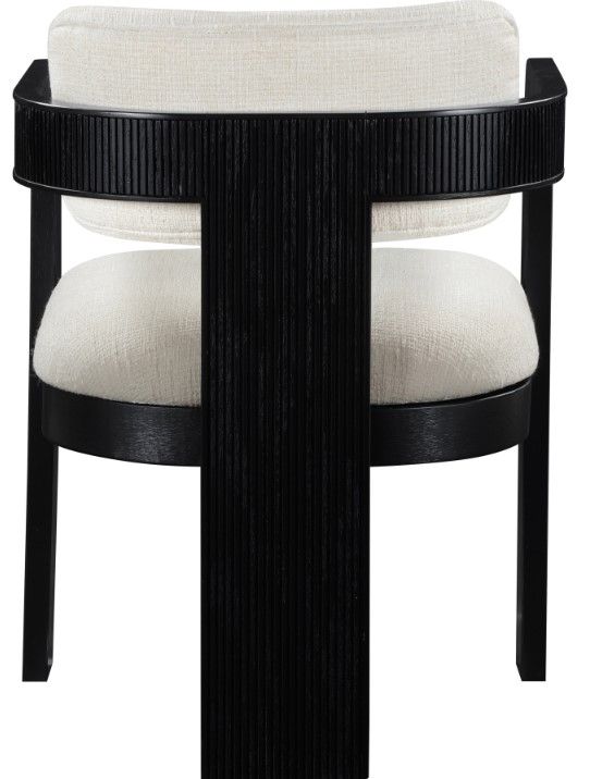 Meridian Furniture Sacha Cream/Black Linen Textured Upholstered Dining Chair-3