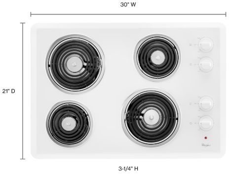 Whirlpool® 30" White Electric Cooktop-1