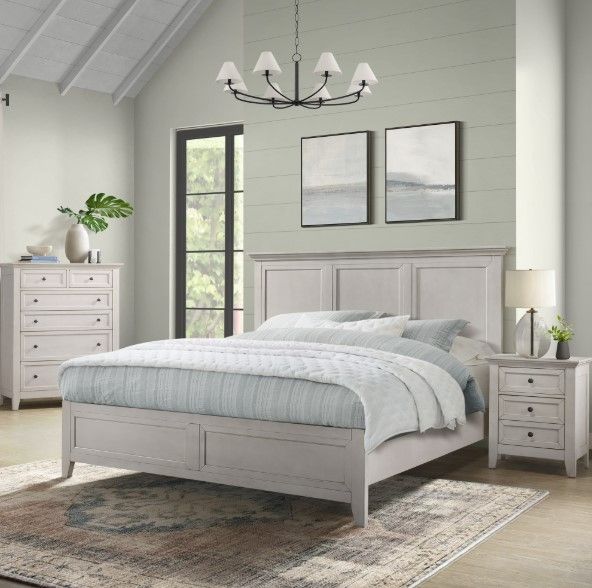 Intercon San Mateo Rustic White Queen Standard Panel Bed-1