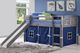 Donco Kids Louver Antique Grey Low Loft Bed with Slide and Blue Tent Kit-0