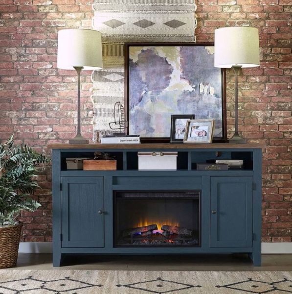 aspenhome® Eastport Malta Blue 65" Fireplace Console-1