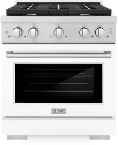 ZLINE 30" Stainless Steel Pro Style Gas Range with White Matte Door