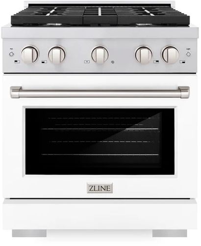 ZLINE 30" Stainless Steel Pro Style Gas Range with White Matte Door-0