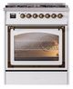 Ilve® Nostalgie II Noblesse 30" White Pro Style Dual Fuel Range with Burnished Trim-1