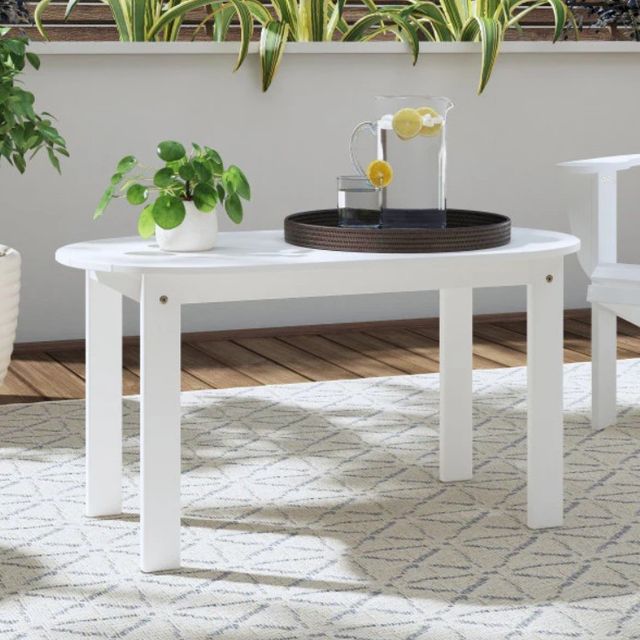 Linon Adirondack White Wooden Outdoor Coffee Table-1