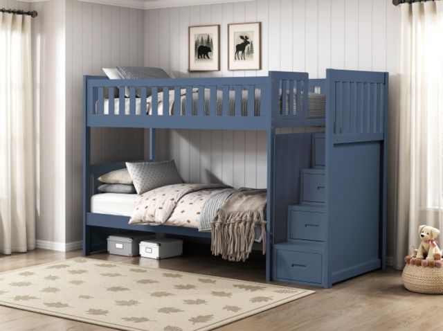 Homelegance® Nora Blue Twin/Twin Step Bunk Bed-1