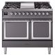 Ilve® Nostalgie II Noblesse 40'' Graphite Matte Pro Style Dual Fuel Range with Chrome Trim-0