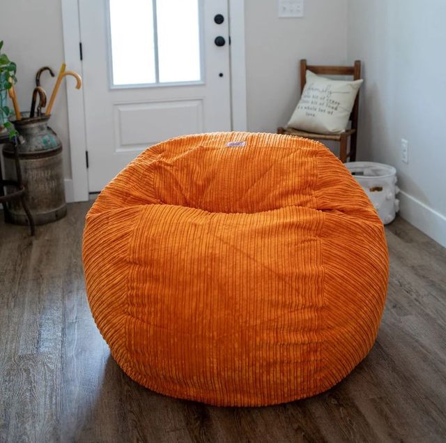 CordaRoy's® Original Orange Terry Corduroy Full Bean Bag Chair-3