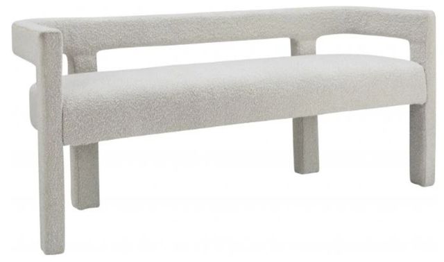 Meridian Furniture Athena Cream Boucle Fabric Upholstered Bench-0