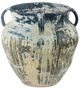 Currey & Company Agrigento Antique White/Blue Drip Planter-1