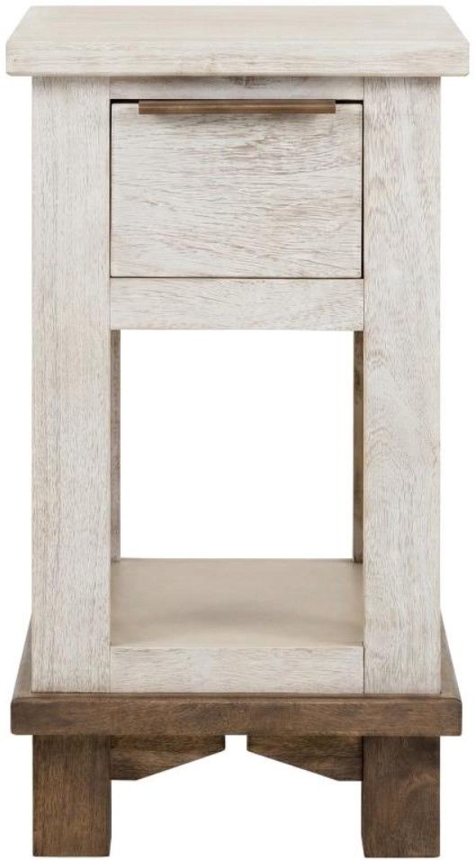 International Furniture Direct Golden Loft Gray Chairside Table with Brown Base-3