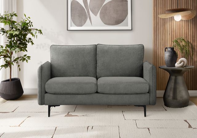 Monarch Specialties Inc. Dark Grey 58" Loveseat with Black Metal Legs-1
