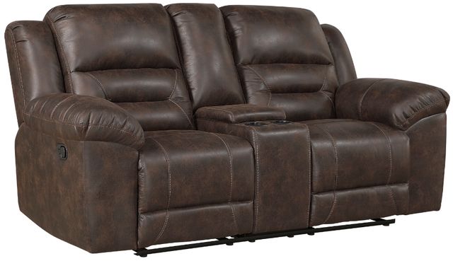 Homelegance® Hazen Dark Brown Double Manual Reclining Loveseat with Center Console-0