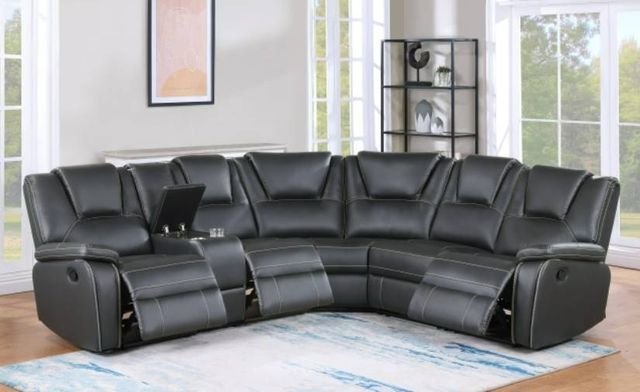 Milton Greens Stars 7-Piece Gray Leather Modular Power Recliner Sectional-1
