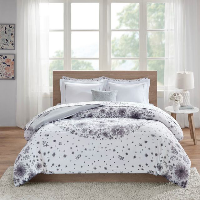 Olliix by Intelligent Design Emma Grey Queen Comforter and Sheet Set-0