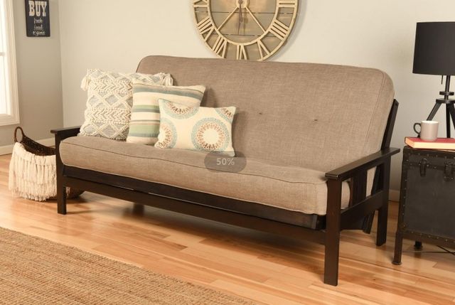 Kodiak Furniture Monterey Linen Stone/Espresso Full Futon with Mattress-1