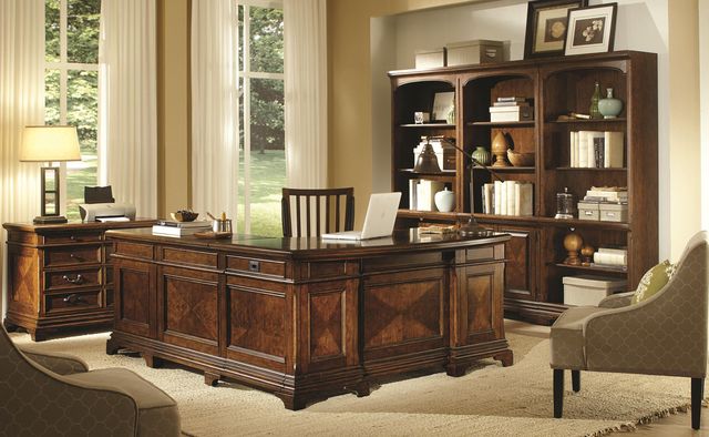 aspenhome® Hawthorne Brown Cherry Door Bookcase-1