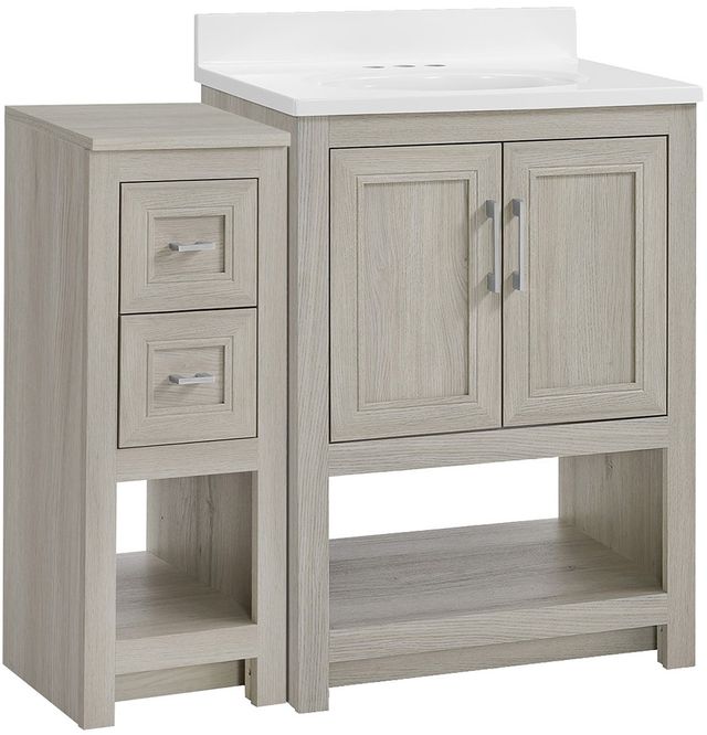 Linon Barkley Sandstone 25" Vanity Mirror and Floor Cabinet-2