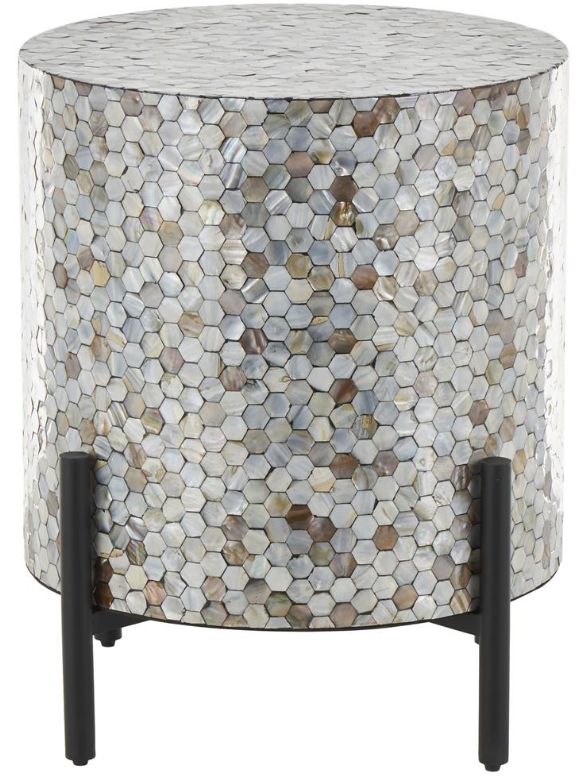Deco Marche Silver 18" Accent Table with Black Base-1