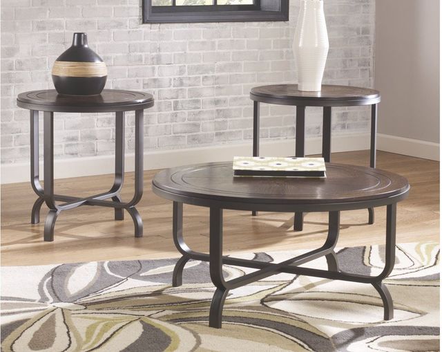 Signature Design by Ashley® Ferlin 3-Piece Dark Brown Occasional Table Set-2