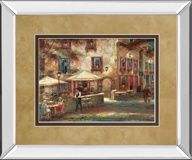 Classy Art Courtyard CafÃ© by Ruanne Manning Mirror Framed Wall Art-0