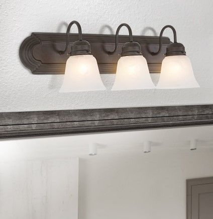 YHD Alabaster/Dark Brown 3-Light Incandescent Bathroom Vanity Lighting-1