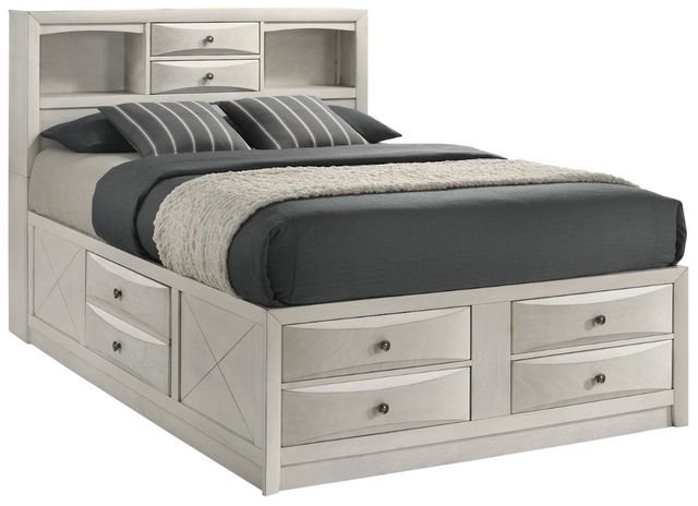 Crown Mark Emily White King Bookcase Bed-0