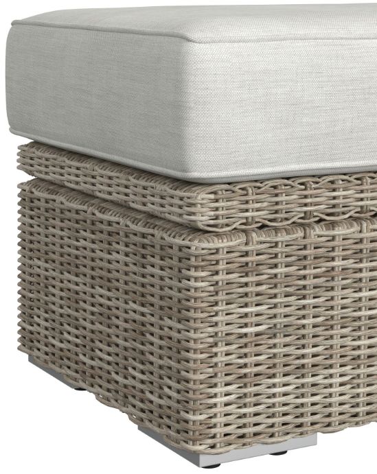 Elements International Carmona Beige/Natural Fabric/Olefin Outdoor Ottoman-4