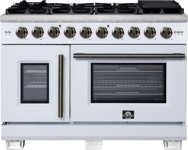 FORNO® Capriasca Series Alta Qualita 48" White Pro Style Gas Range-0