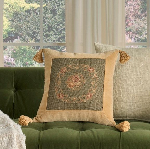 Nourison Home™ Mina Victory Vintage Pillow Sage 18"x18" Throw Pillow-3