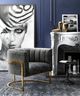 TOV Furniture Magnolia Slub Grey Chair with Gold Base-3