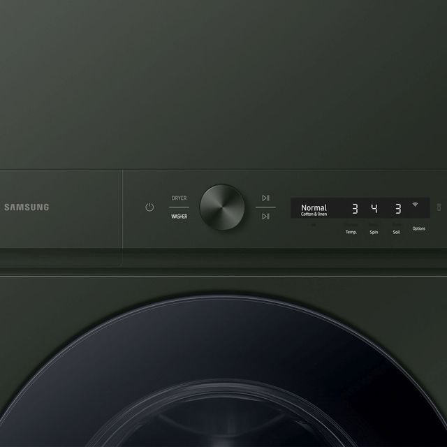 Samsung Bespoke 5.3 Cu. Ft. Washer, 7.6 Cu. Ft. Dryer Satin Green Stack Laundry-4