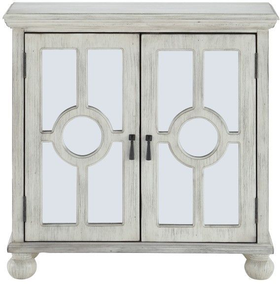 Mazin Furniture Polly Antique White Accent Chest with Mirror-0