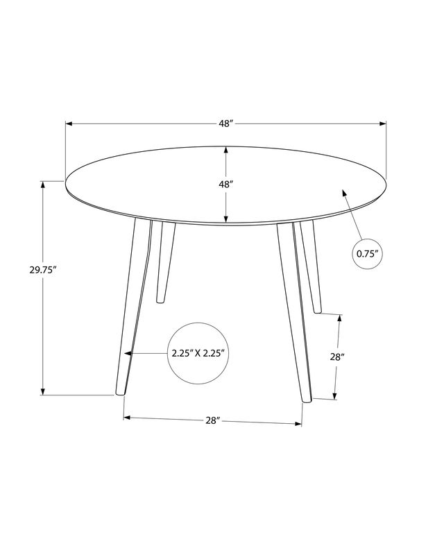 Monarch Specialties Inc. Brown Walnut 48" Round Dining Table-2