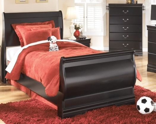 Signature Design by Ashley® Huey Vineyard Black Twin Sleigh Bed-2