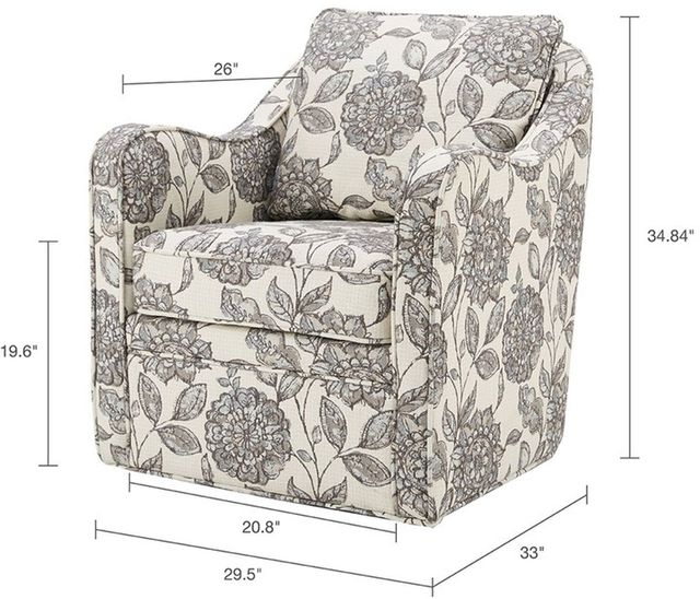 Olliix by Madison Park Multi Brianne Slub Weave Wide Seat Swivel Arm Chair-1