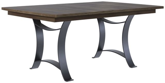 Country View Woodworking Customizable Aurora Wormy Maple Top Dining Table with 4-Leaves and Brown Maple Base-0