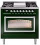 Ilve® Nostalgie II Noblesse 36'' Emerald Green Pro Style Dual Fuel Range with Chrome Trim-1