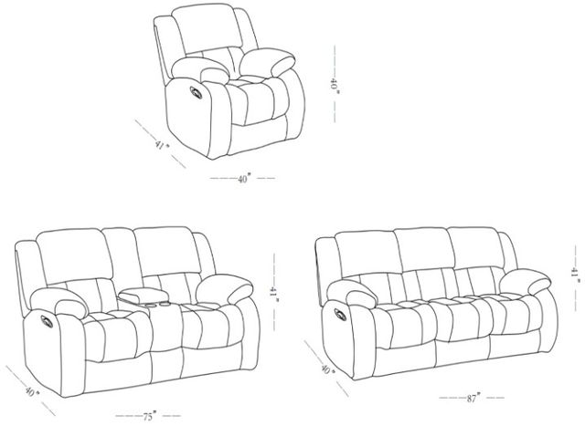 Global Furniture USA Ebony Black Manual Reclining Sofa-1