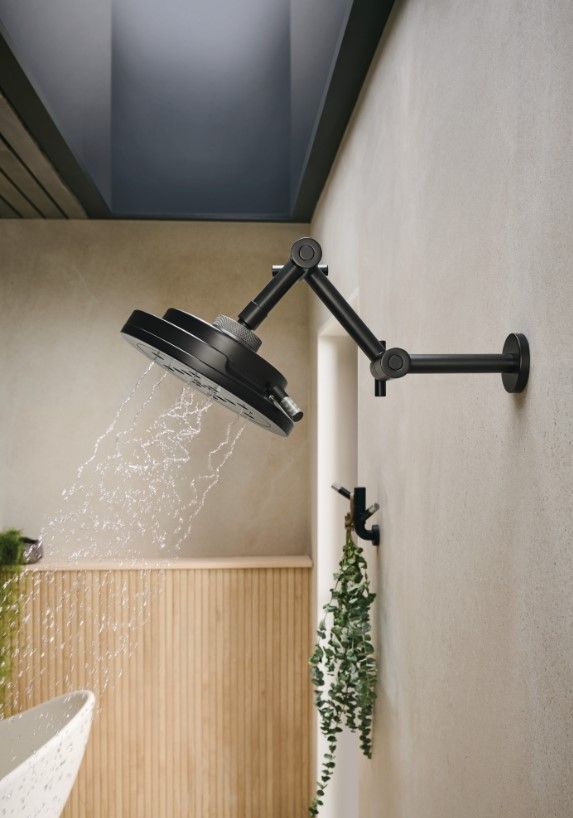 Brizo Litze® Matte Black/Brilliance® Luxe Steel® 8” H2Okinetic® Round Multi-Function Wall Mount Showerhead-1
