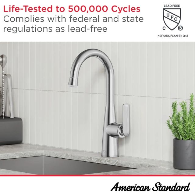 American Standard Delancey® Brushed Cool Sunrise 2-Handle Widespread Kitchen Faucet with Side Spray-3