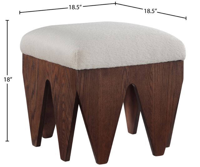 Meridian Furniture Altair Beige/Walnut Velour Fur Fabric Upholstered Bench-3