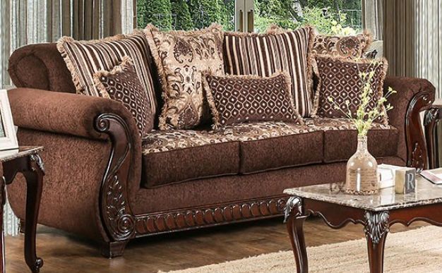 Furniture of America® Tabitha 2-Piece Brown/Dark Cherry sofa and Loveseat-2
