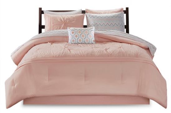 Olliix by Intelligent Design Toren Pink Twin Extra Large Embroidered Comforter and Sheet Set-0