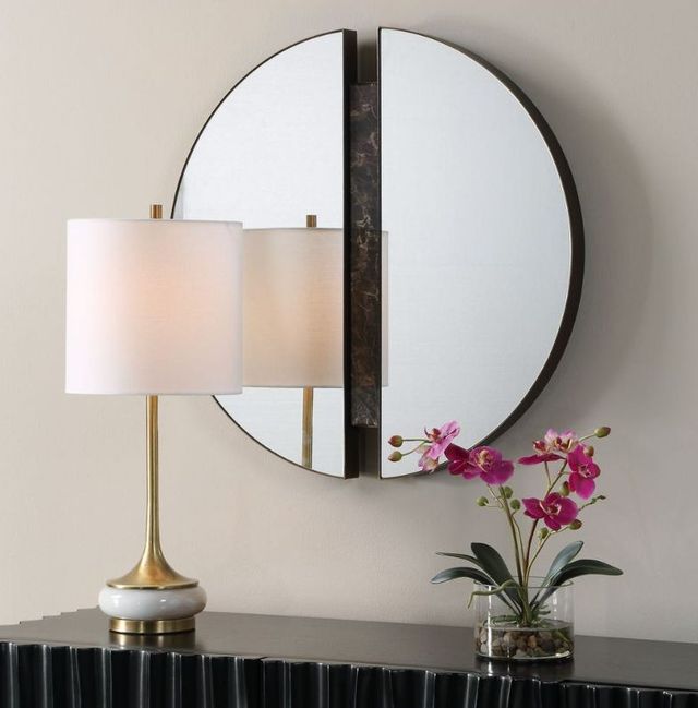 Uttermost® Hanover Dark Bronze Divided Round Mirror-2