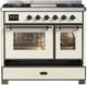 Ilve® Majestic III 40" Antique White Pro Style Dual Fuel Liquid Propane Range with Triple Glass Door and Burnished Trim-1